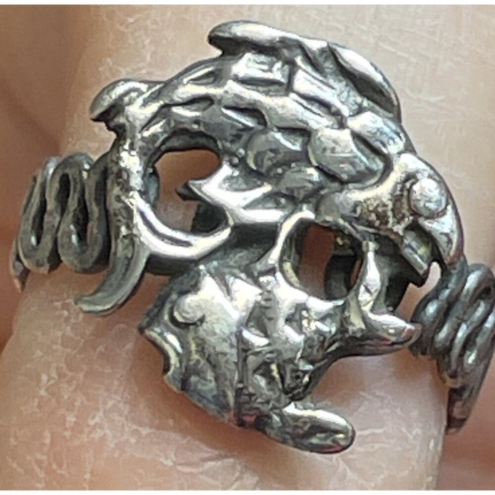 Vintage Artisan Signed Sterling Silver Figural Fish Ring Size 6.25 Oddity